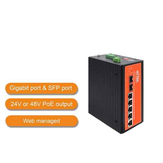 Wi-Tek 4GE+2SFP L2 managed UPS No-break Industrial PoE Switch