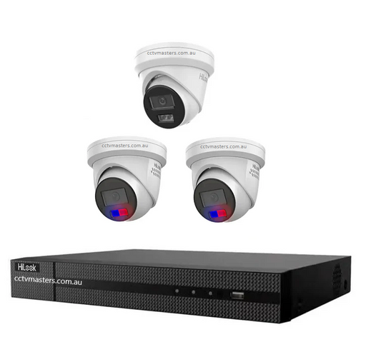 HiLook 6MP Kit 3 Camera Kit with AI IntelliSense, Full-Color Built-in Audio, 4CH 4K NVR