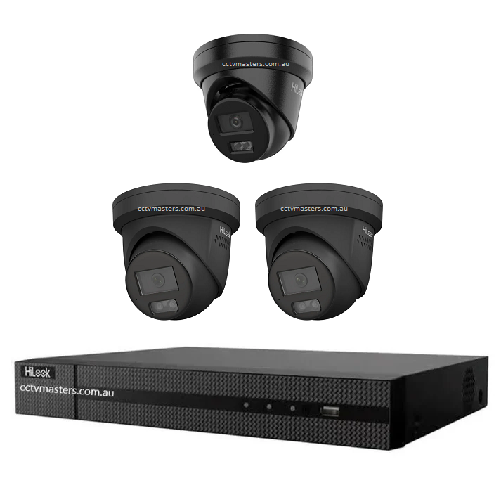 HiLook 6MP Kit 3 Camera Kit with AI IntelliSense, Full-Color Built-in Audio, 4CH 4K NVR