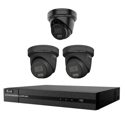 HiLook 6MP Kit 3 Camera Kit with AI IntelliSense, Full-Color Built-in Audio, 4CH 4K NVR