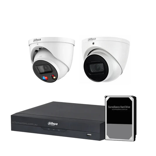 Dahua AI Active Deterrence Camera Kit, 1 x 8MP Full-Colour, 1 x 8MP WizSense, 4CH AI Smart NVR Ultra 4K