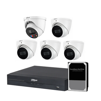 Dahua AI Active Deterrence Camera Kit, 1 x 8MP Full-colour, 4 x 8MP SMD 4.0, 8CH AI Smart NVR Ultra 4K