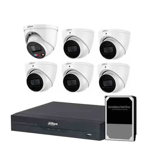 Dahua AI Active Deterrence Camera Kit, 1 x 8MP Full-colour, 5 x 8MP SMD, 8CH AI Smart NVR Ultra 4K