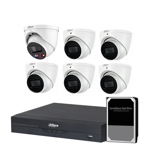 Dahua AI Active Deterrence Camera Kit, 1 x 8MP Full-Colour, 5 x 8MP WizSense, 8CH AI Smart NVR Ultra 4K
