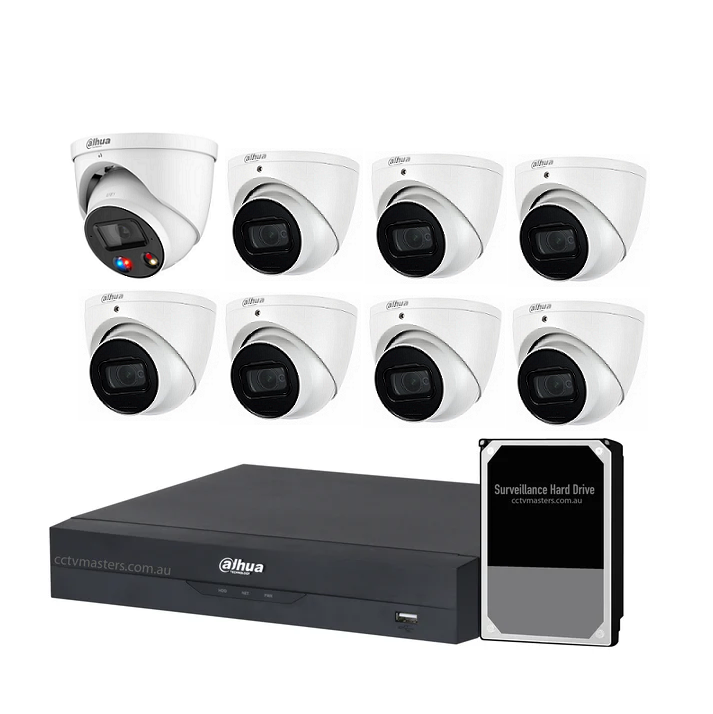 Dahua AI Active Deterrence Camera Kit, 1 x 8MP Full-colour, 7 x 8MP SMD 4.0, 8CH AI Smart NVR Ultra 4K