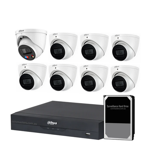 Dahua AI Active Deterrence Camera Kit, 1 x 8MP Full-colour, 7 x 8MP SMD, 8CH AI Smart NVR Ultra 4K