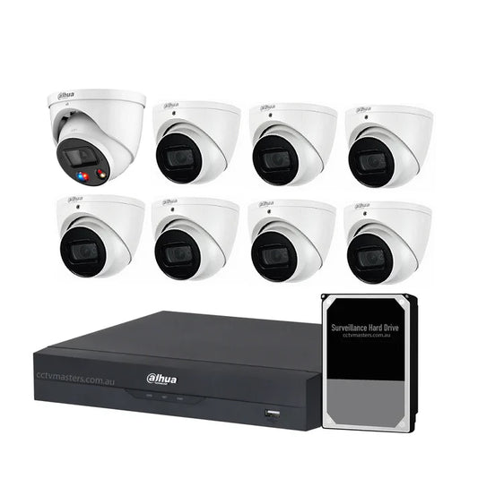 Dahua AI Active Deterrence Camera Kit, 1 x 8MP Full-Colour, 7 x 8MP WizSense, 8CH AI Smart NVR Ultra 4K