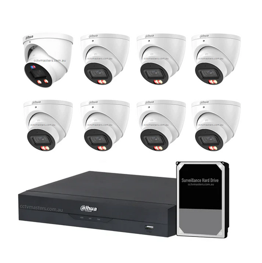 Dahua AI Active Deterrence Camera Kit, 1 x 8MP PRO Full-colour, 7 x 8MP AcuPick, 8CH AI Smart NVR Ultra 4K