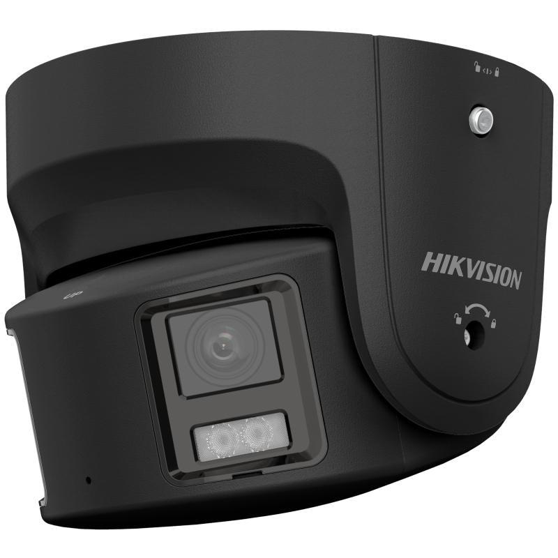 Hikvision DS-2CD2387G2P-LSU-SL, 8MP Hybrid ColorVu Dual Lens Strobe Audio Turret, 4mm, IR 30m, Mic - Black