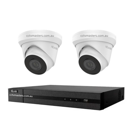 HiLook 4MP Kit 2 x IPC-T240H-MU Camera, 4Ch NVR, HDD Optional