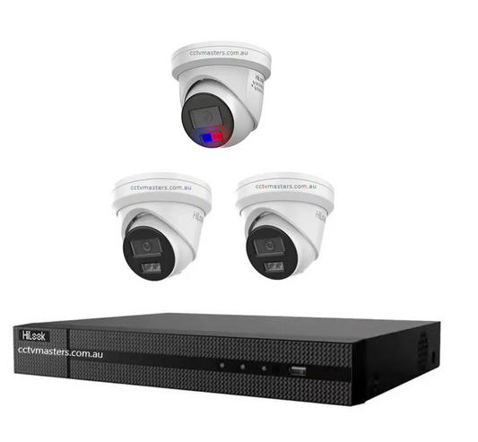 HiLook 6MP Kit 3 Camera Kit with AI  IntelliSense, Full-Color Built-in Audio, 4CH 4K NVR