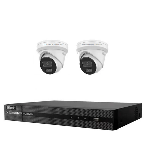 HiLook 6MP Kit 2 x Camera Kit with AI  IntelliSense, Built-in Mic, 4CH 4K NVR