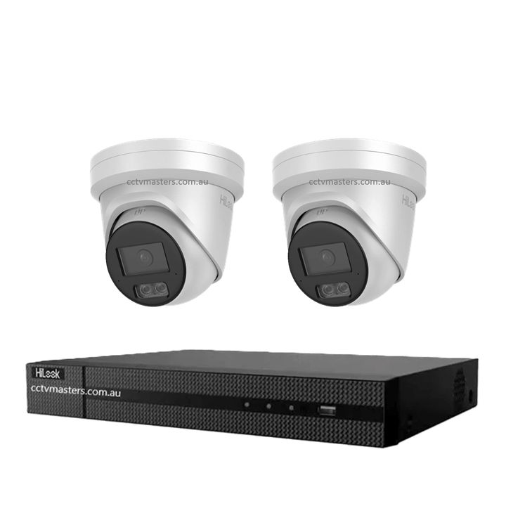HiLook Pro 6MP Camera Kit featuring 2 IPC-T561H-MU cameras and 4CH 4K NVR for enhanced surveillance.