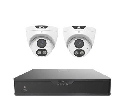 UNV Kit 2x6MP Smart Dual Light Turret Camera with 4Ch NVR, HDD Optional