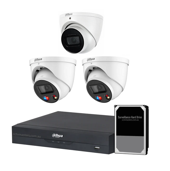 Dahua AI Active Deterrence Camera Kit, 2 x 6MP Full-colour, 1 x 6MP SMD, 4CH AI Smart NVR Ultra 4K