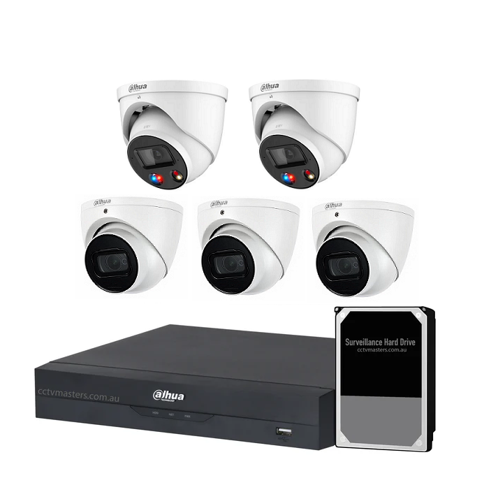 Dahua AI Active Deterrence Camera Kit, 2 x 6MP Full-colour, 3 x 6MP SMD, 8CH AI Smart NVR Ultra 4K