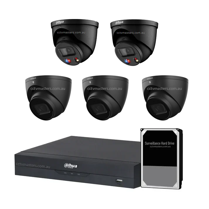 Dahua AI Active Deterrence Camera Kit, 2 x 6MP Full-colour, 3 x 6MP, 8CH AI Smart NVR Ultra 4K