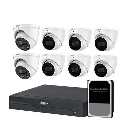 Dahua AI Active Deterrence Camera Kit, 2 x 8MP Full-colour, 6 x 8MP SMD 4.0, 8CH AI Smart NVR Ultra 4K