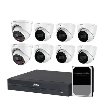 Dahua AI Active Deterrence Camera Kit, 2 x 8MP Full-Colour, 6 x 8MP WizSense, 8CH AI Smart NVR Ultra 4K