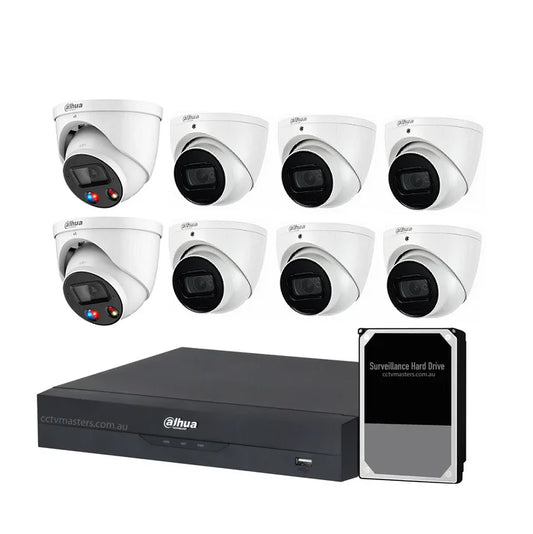 Dahua AI Active Deterrence Camera Kit, 2 x 8MP Full-Colour, 6 x 8MP WizSense, 8CH AI Smart NVR Ultra 4K