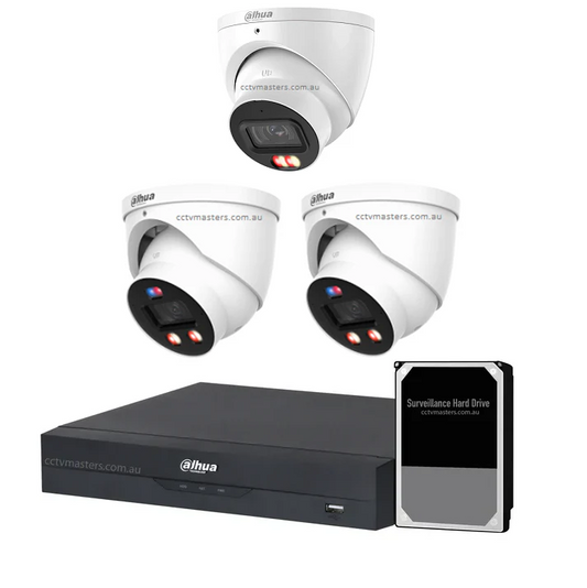 Dahua AI Active Deterrence Camera Kit, 2 x 8MP PRO Full-colour, 1 x 8MP AcuPick, 4CH AI Smart NVR Ultra 4K