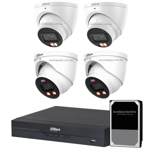 Dahua AI Active Deterrence Camera Kit, 2 x 8MP PRO Full-colour, 2 x 8MP AcuPick, 4CH AI Smart NVR Ultra 4K