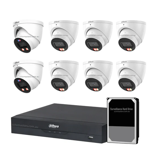 Dahua AI Active Deterrence Camera Kit, 2 x 8MP PRO Full-colour, 6 x 8MP AcuPick, 8CH AI Smart NVR Ultra 4K