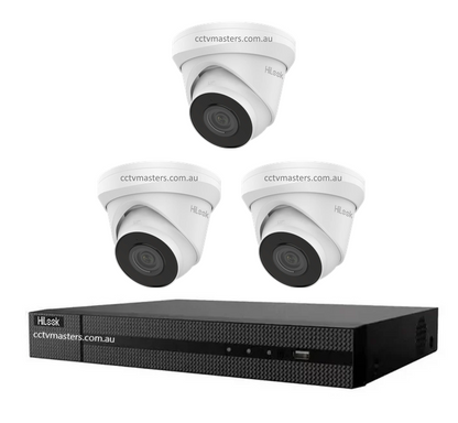HiLook 4MP Kit 3 x IPC-T240H-MU Camera, 4Ch NVR, HDD Optional