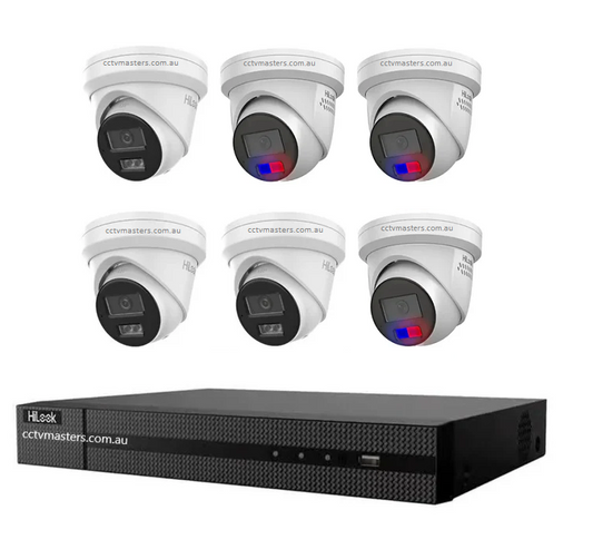 HiLook 6MP Kit 6 Camera Kit with AI IntelliSense, Full-Color Built-in Audio, 8CH 4K NVR