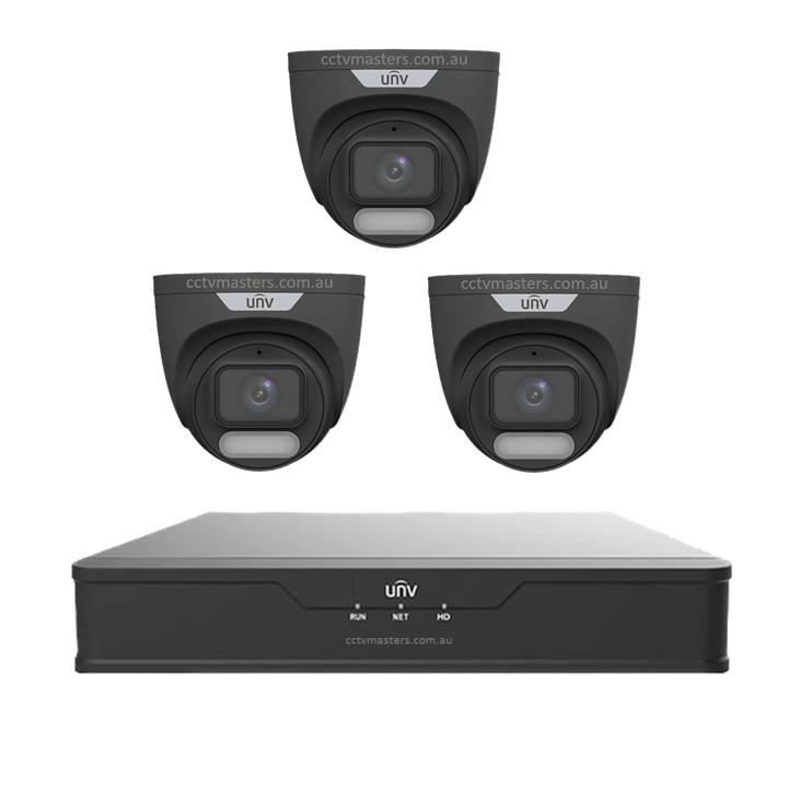 UNV CCTV Kit 3 x 6MP Turret ColorHunter with WiseISP Camera 4CH NVR