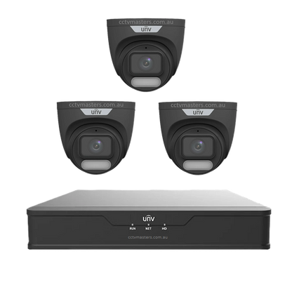 UNV CCTV Kit 3 x 6MP Turret ColorHunter with WiseISP Camera 4CH NVR