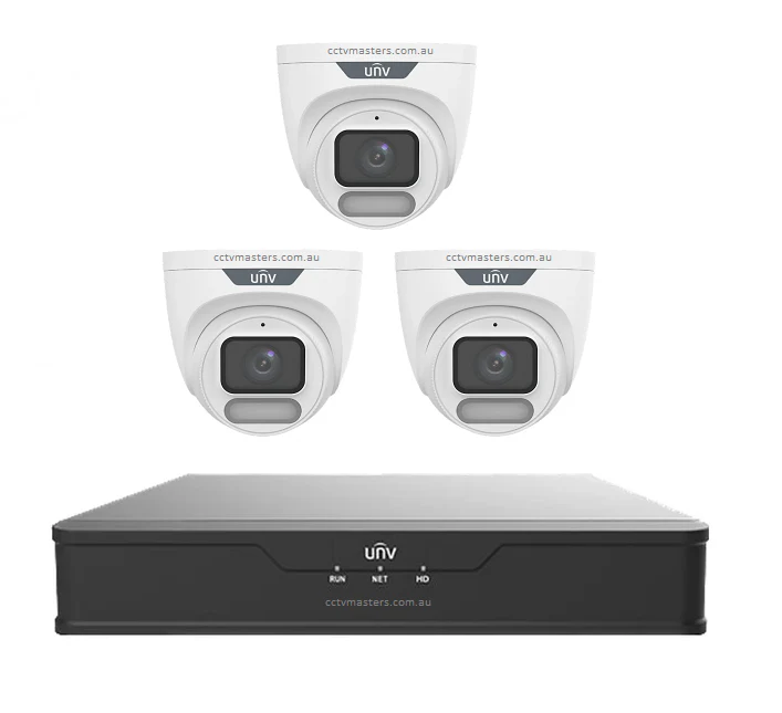 UNV CCTV Kit 3 x 6MP Turret ColorHunter with WiseISP Camera 4CH NVR