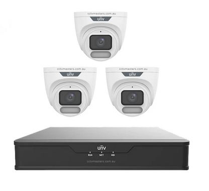 UNV CCTV Kit 3 x 6MP Turret ColorHunter with WiseISP Camera 4CH NVR