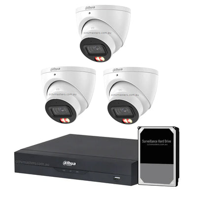 Dahua Accupick Camera Kit, 3 x 6MP AI WizSense with Warm Light, 4CH AI Smart NVR Ultra 4K