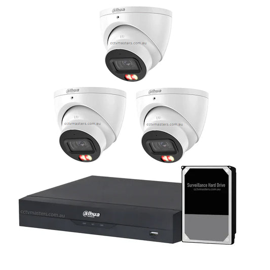 Dahua Accupick Camera Kit, 3 x 6MP AI WizSense with Warm Light, 4CH AI Smart NVR Ultra 4K