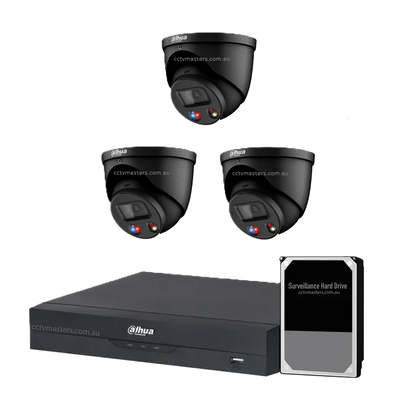 Dahua Camera Kit, 3x8MP TiOC Black Camera, 4Ch AI NVR