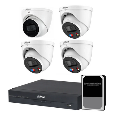 Dahua AI Active Deterrence Camera Kit, 3 x 8MP Full-colour, 1 x 8MP SMD 4.0, 4CH AI Smart NVR Ultra 4K