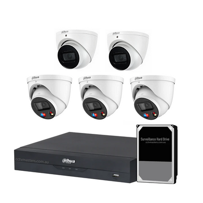 Dahua AI Active Deterrence Camera Kit, 3 x 6MP Full-colour, 2 x 6MP SMD, 8CH AI Smart NVR Ultra 4K