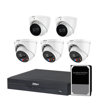 Dahua AI Active Deterrence Camera Kit, 3 x 8MP Full-Colour, 2 x 8MP WizSense, 8CH AI Smart NVR Ultra 4K