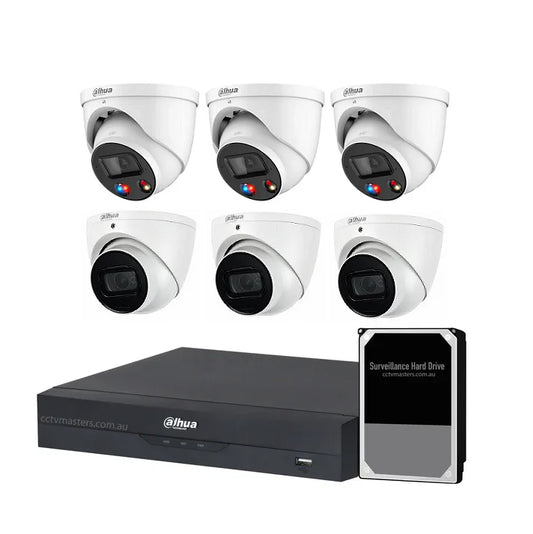 Dahua AI Active Deterrence Camera Kit, 3 x 8MP Full-Colour, 3 x 8MP WizSense, 8CH AI Smart NVR Ultra 4K
