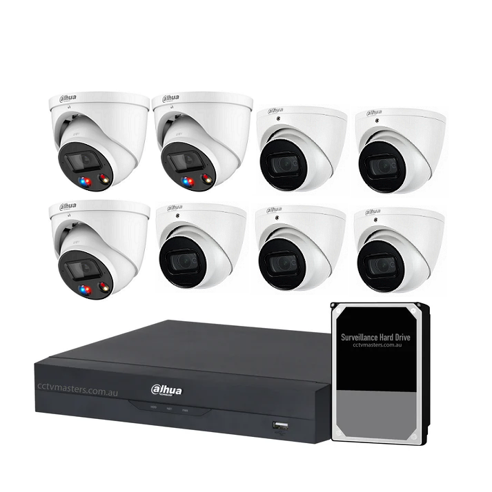 Dahua AI Active Deterrence Camera Kit, 3 x 8MP Full-colour, 5 x 8MP SMD 4.0, 8CH AI Smart NVR Ultra 4K