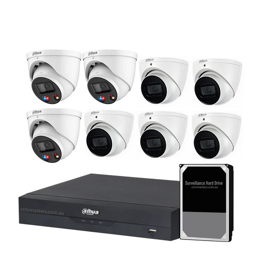 Dahua AI Active Deterrence Camera Kit, 3 x 8MP Full-colour, 5 x 8MP SMD, 8CH AI Smart NVR Ultra 4K