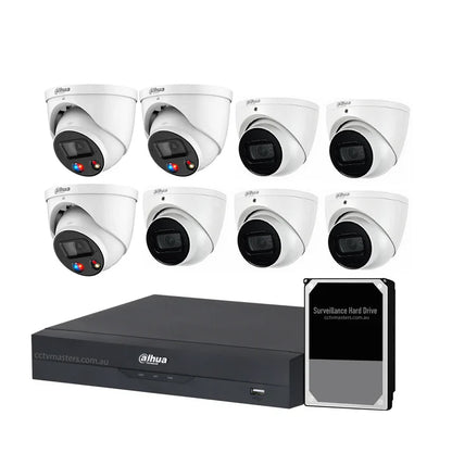 Dahua AI Active Deterrence Camera Kit, 3 x 8MP Full-Colour, 5 x 8MP WizSense, 8CH AI Smart NVR Ultra 4K