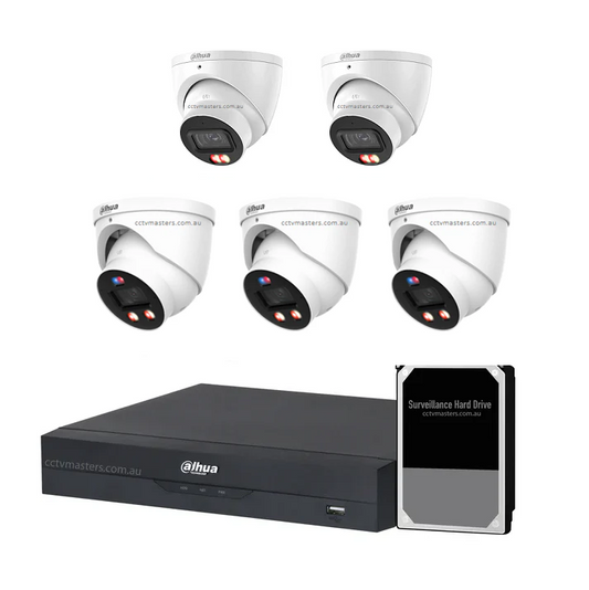 Dahua AI Active Deterrence Camera Kit, 3 x 8MP PRO Full-colour, 2 x 8MP AcuPick, 8CH AI Smart NVR Ultra 4K