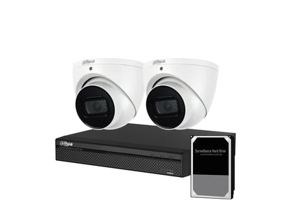 Dahua Camera Kit, 2 x 8MP AI WizSense SMD 4.0, 4CH AI Smart NVR Ultra 4K