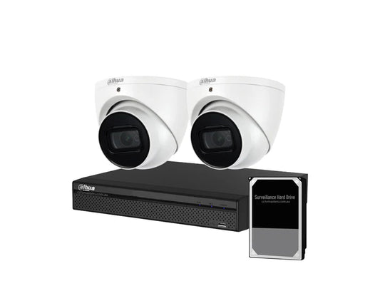 Dahua Camera Kit, 2 x 8MP AI WizSense SMD 4.0, 4CH AI Smart NVR Ultra 4K