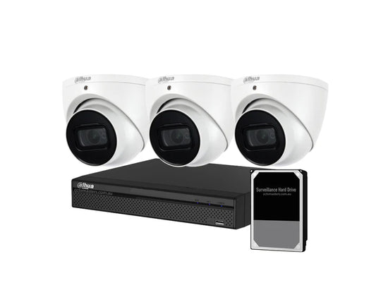 Dahua Camera Kit, 3 x 8MP AI WizSense SMD 4.0, 4CH AI Smart NVR Ultra 4K