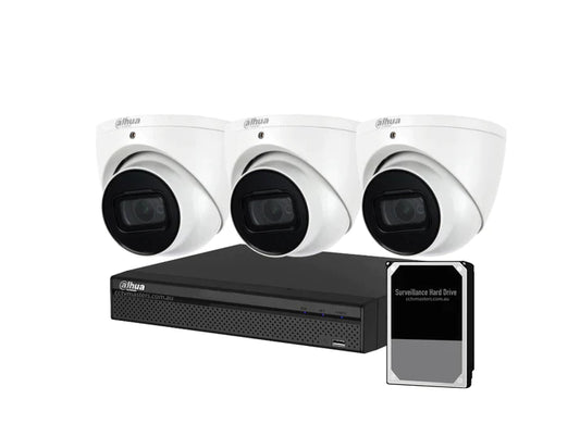 Dahua SMD Camera Kit, 3 x 8MP Eyeball WizSafe, 4CH 8MP Ultra 4K NVR