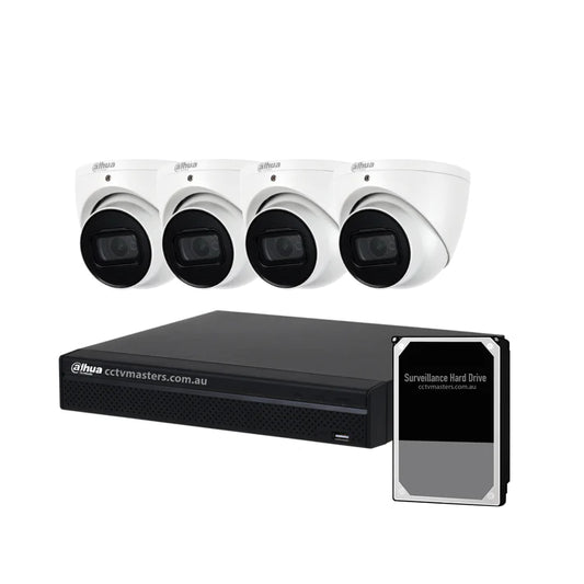 Dahua SMD Camera Kit, 4 x 6MP Eyeball WizSafe, 4CH 8MP Ultra 4K NVR