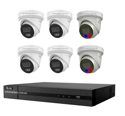 HiLook 8MP Kit 4 x IPC-T381H-MU and 2 x IPC-T289H-MU/SL Full Color Camera with IntelliSense, Built-in Mic, 8CH 4K NVR